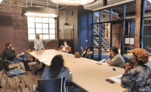 Large group having a meeting