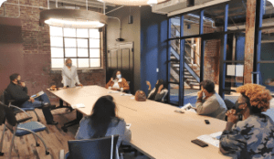Large group in meeting